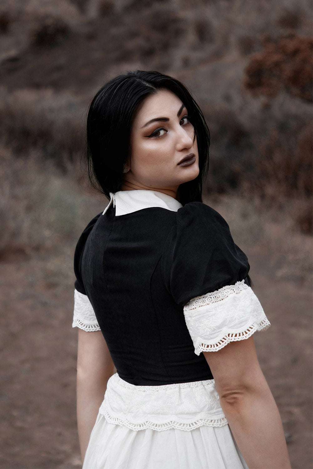 womens plus size gothic cottagecore dress with pockets 