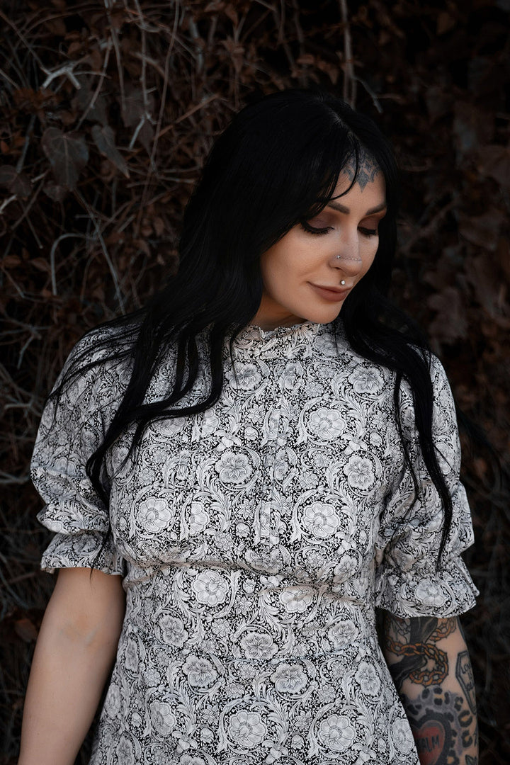 old fashioned high collar ruffle dress by lively ghosts 