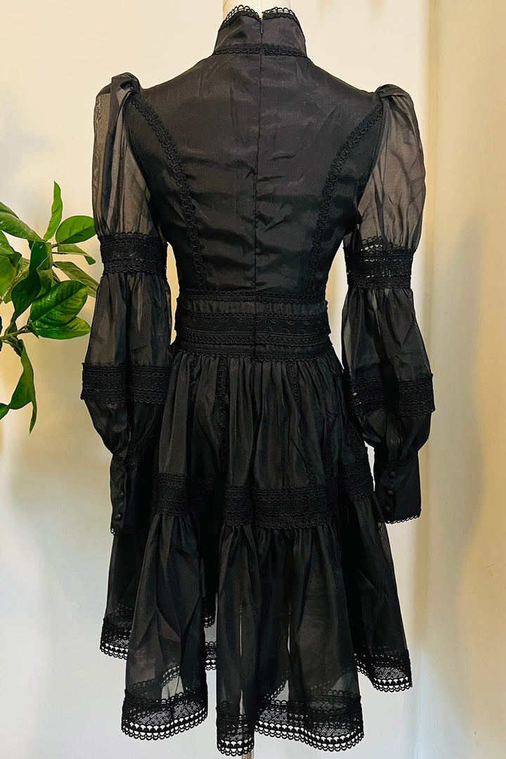 high waisted gothic black dress