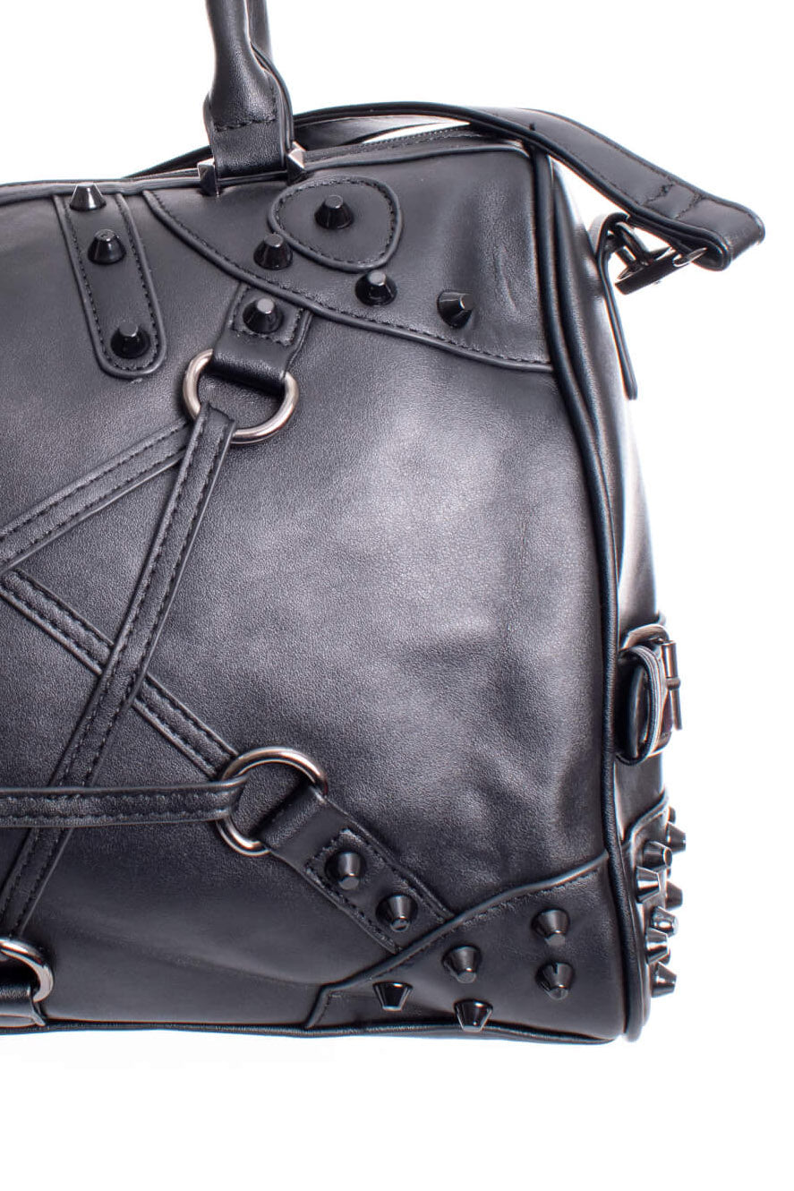 black studded punk vegan leather bag