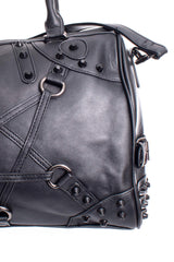 black studded punk vegan leather bag