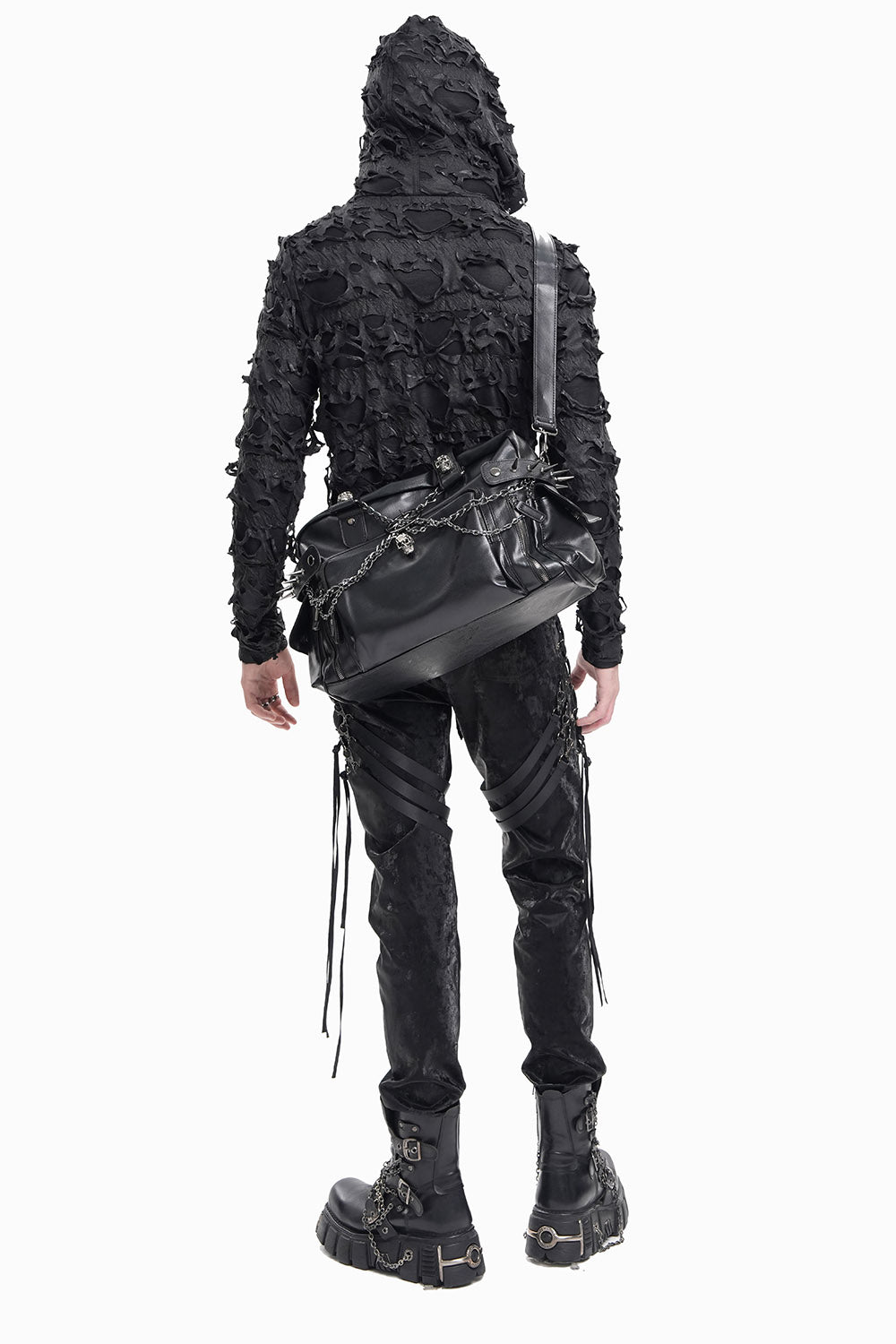 spiked grunge duffel bag