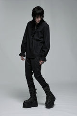 romantic goth mens cotton ruffled shirt