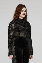 plus size gothic mesh turtleneck top