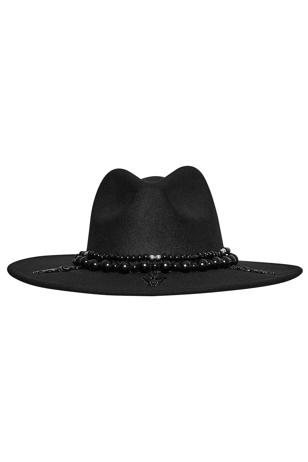 gothic beaded wide brimmed hat