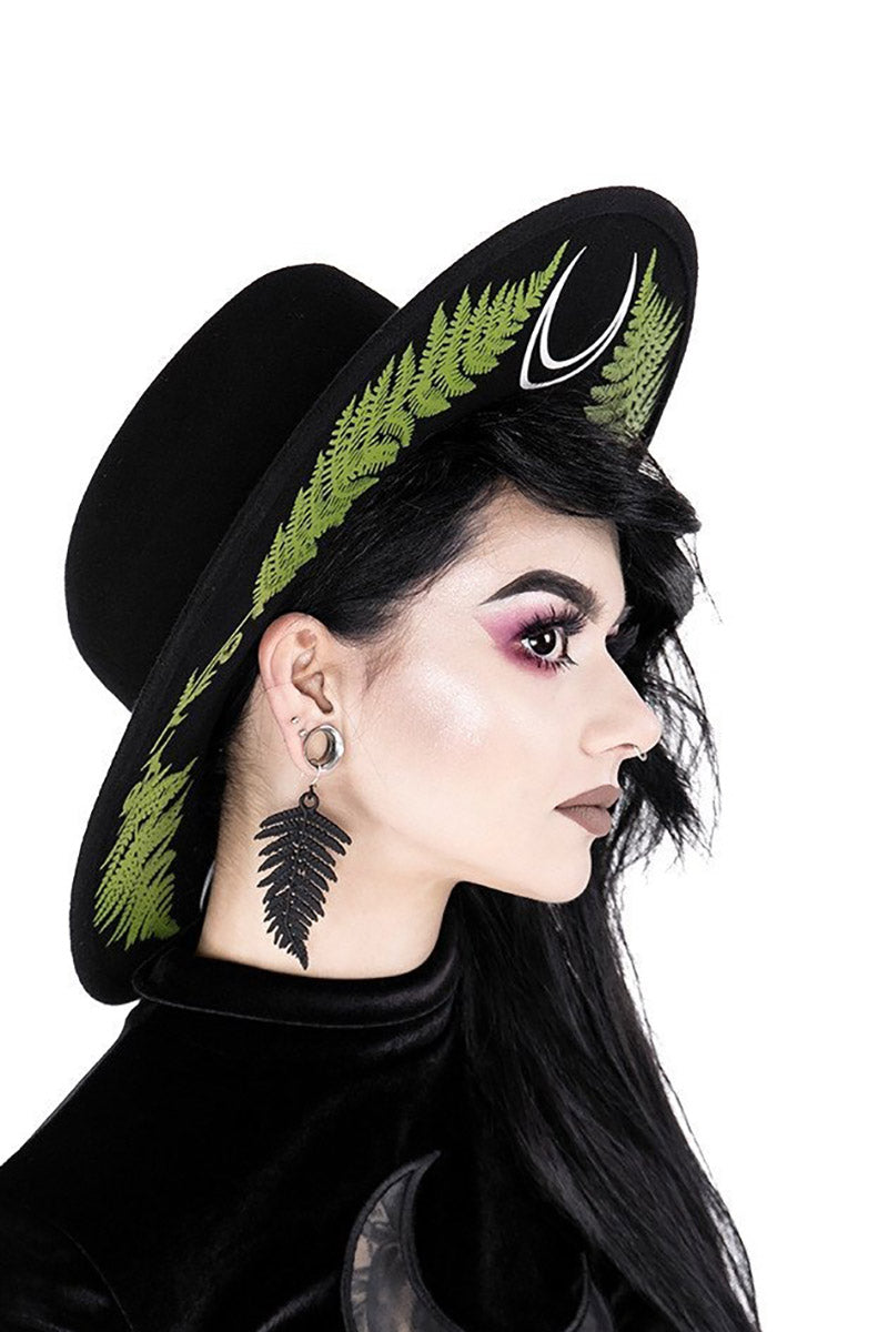 womens black vegan wool occult hat