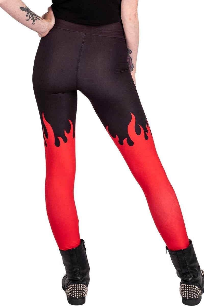 Leggings de cintura alta con efecto fuego al rojo vivo