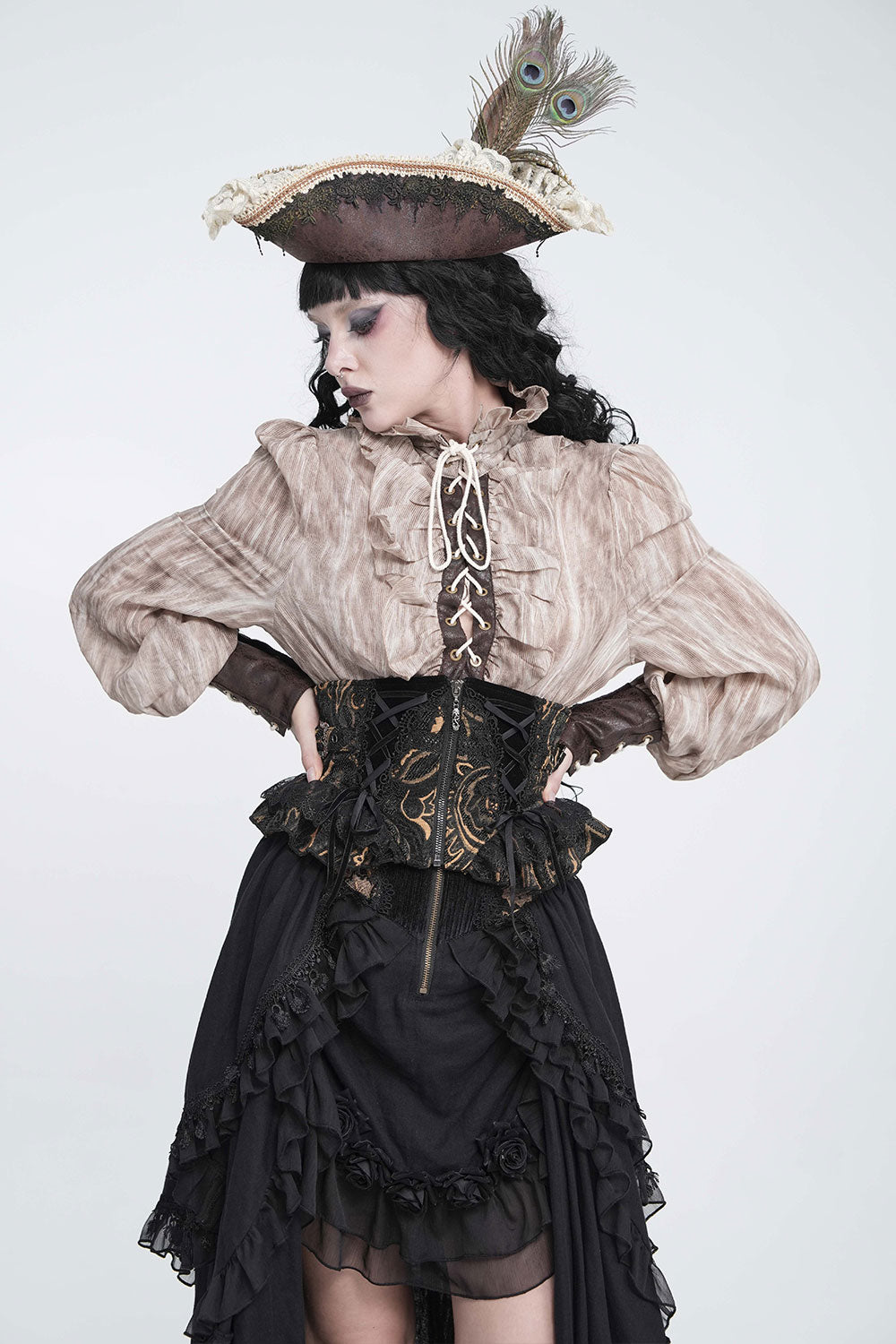goth fashion womens girdle with ruffles