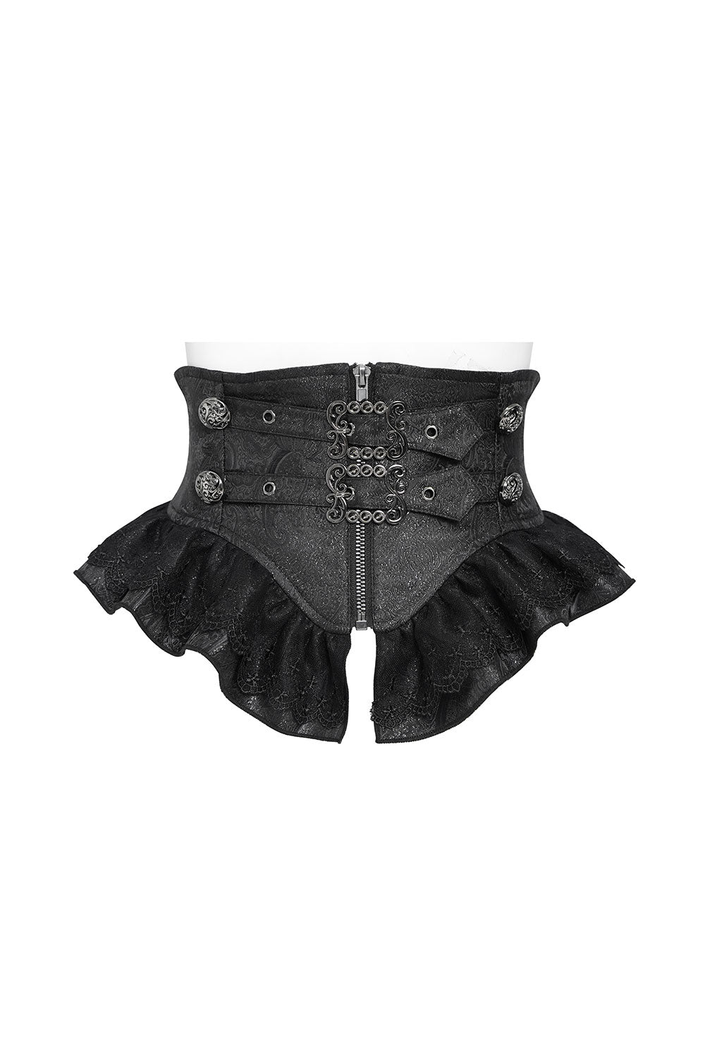 Womens black girdle with ruffles