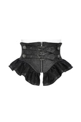 Womens black girdle with ruffles