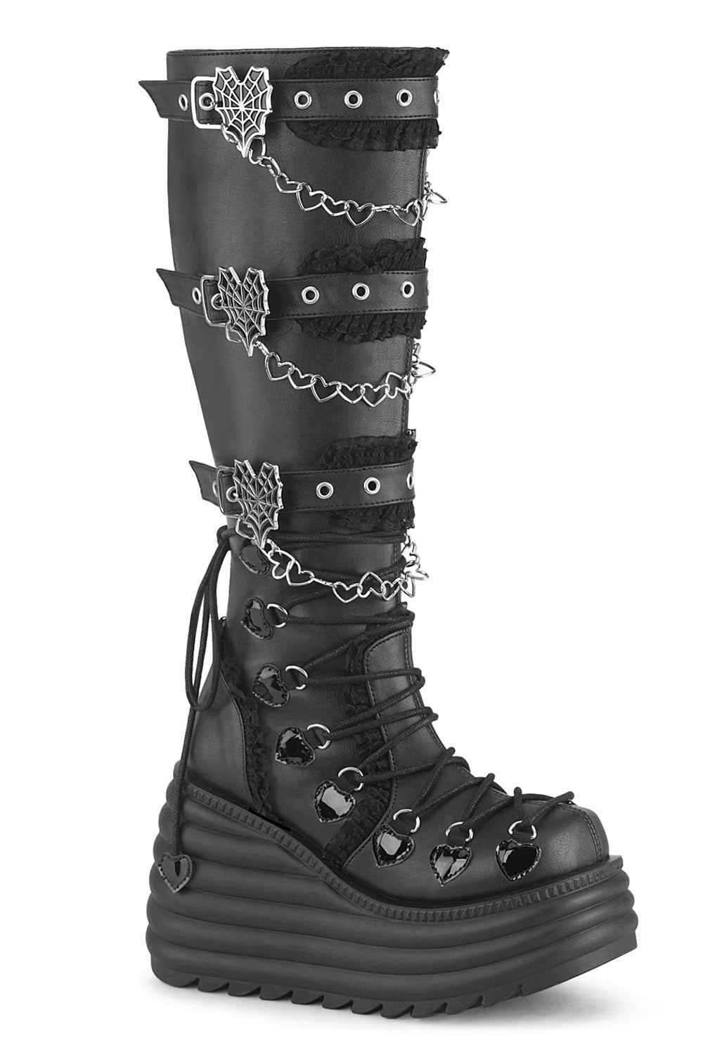 Spiderweb Dread Thigh High Platforms [MORTE-215] – VampireFreaks