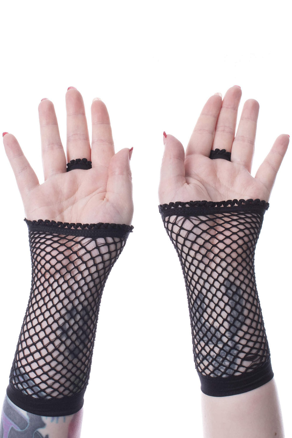 Nattie Mesh Gloves [Black] — Goth Gloves & Armwarmers — Poizen Industries