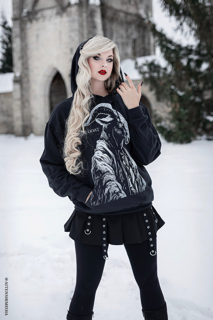 goth graphic heavy metal goat hoodie