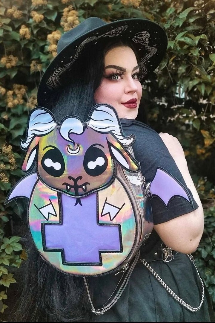 Goth Goatie Ita Bag [HOLOGRAPHIC GREY] - bags & wallets - VampireFreaks - Blessed by Lilith