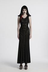 sleeveless gothic mesh maxi dress