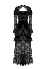gothic wedding gown with tiered skirt