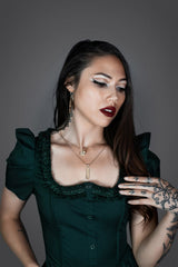 dark cottagecore lace button dress