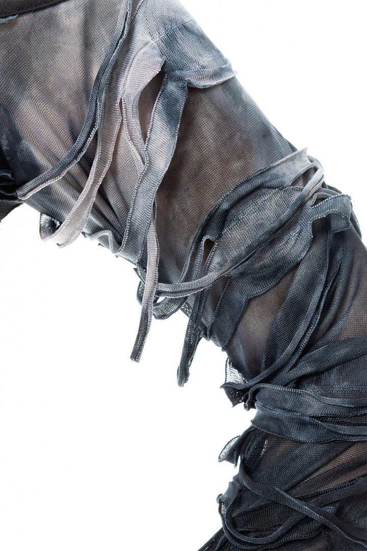 womens distressed tattered gothic top with thumbholes