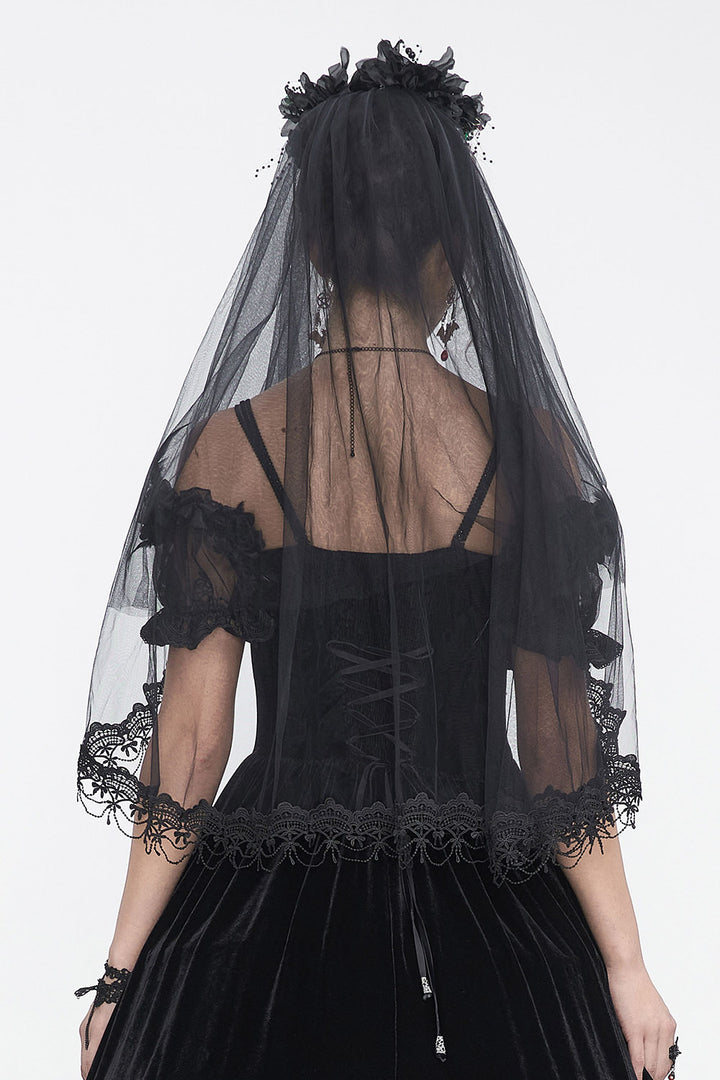 womens gothic black mesh veil