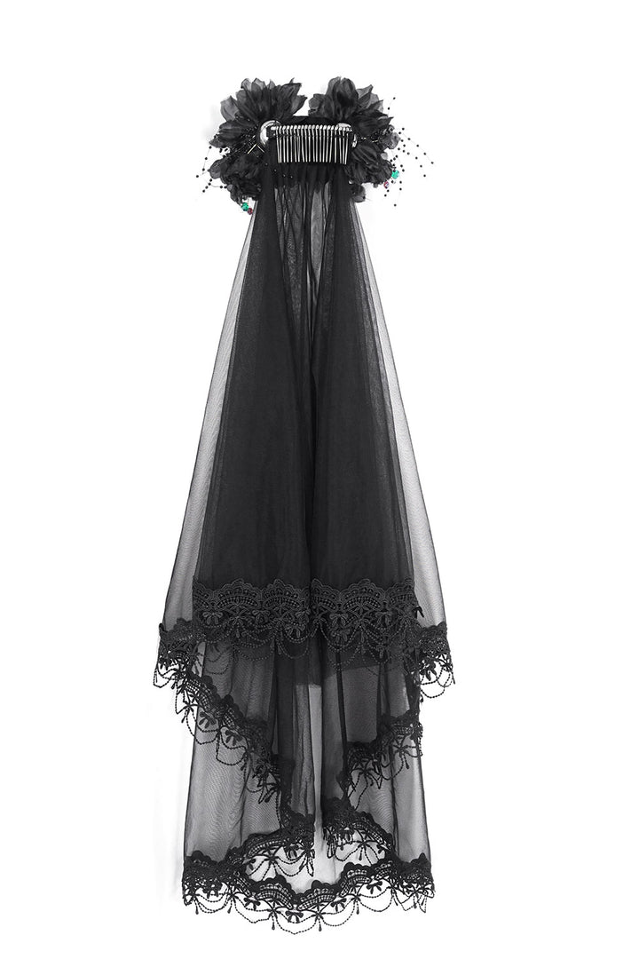 womens black wedding bridal veil with comb closure