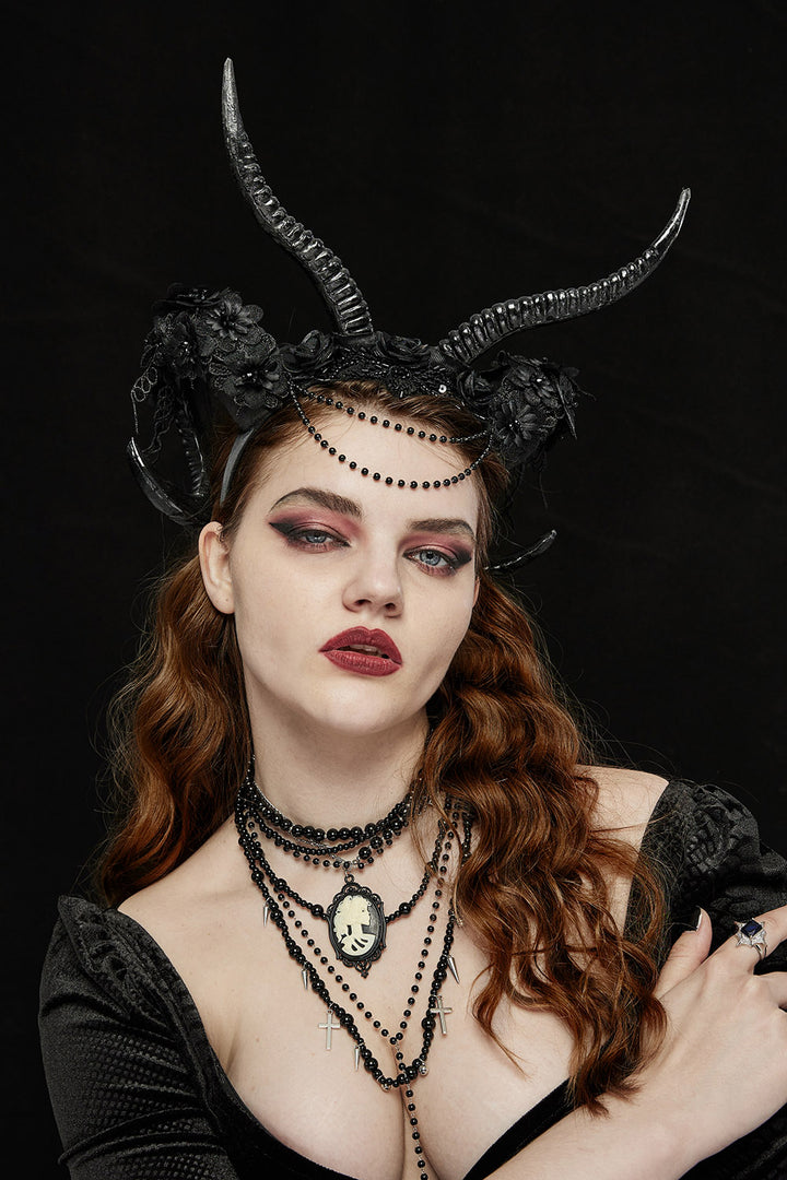 gothic headband with antlers