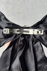witchy black satin big hair bow clip