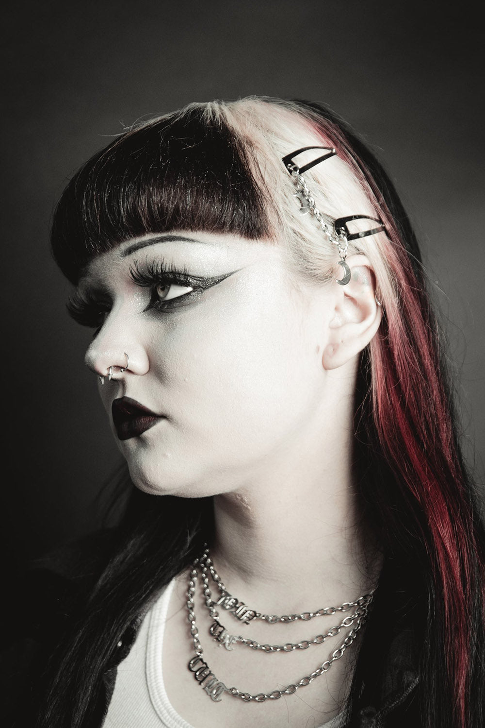 goth crescent moon hair clips set by the pretty cult