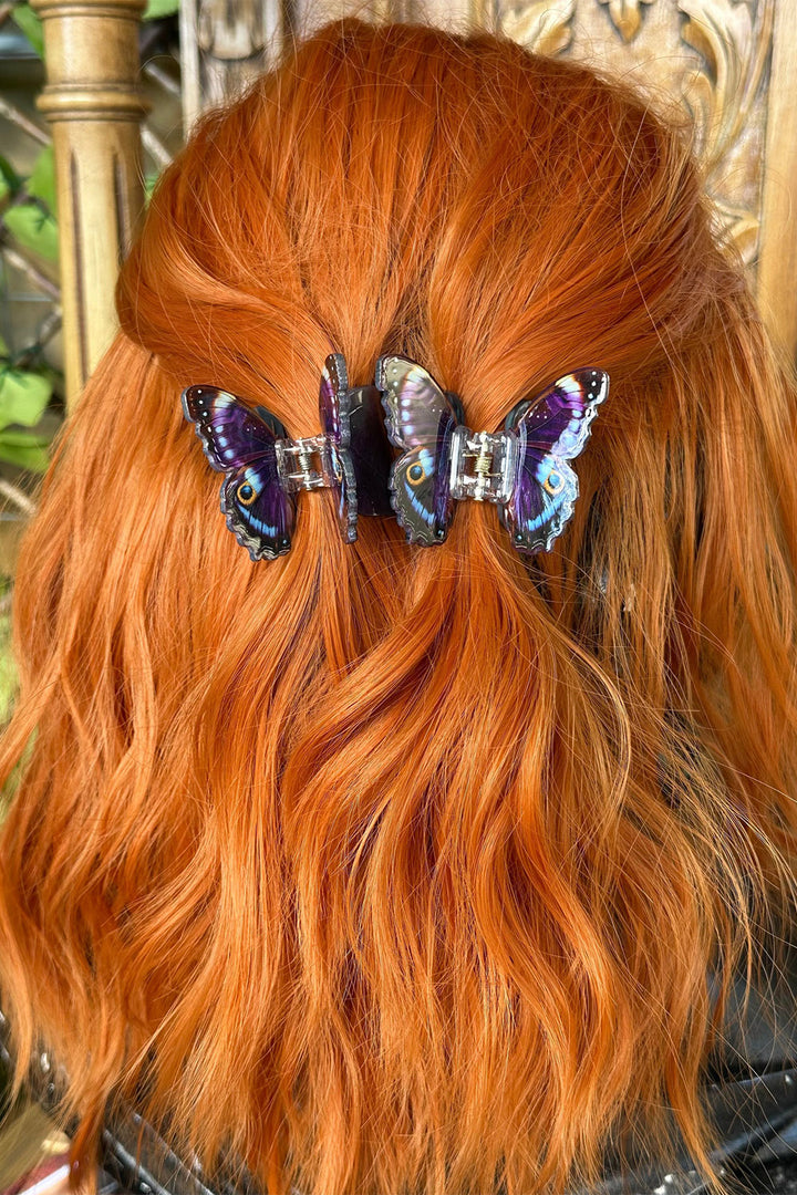 kawaii goth butterfly hair clips