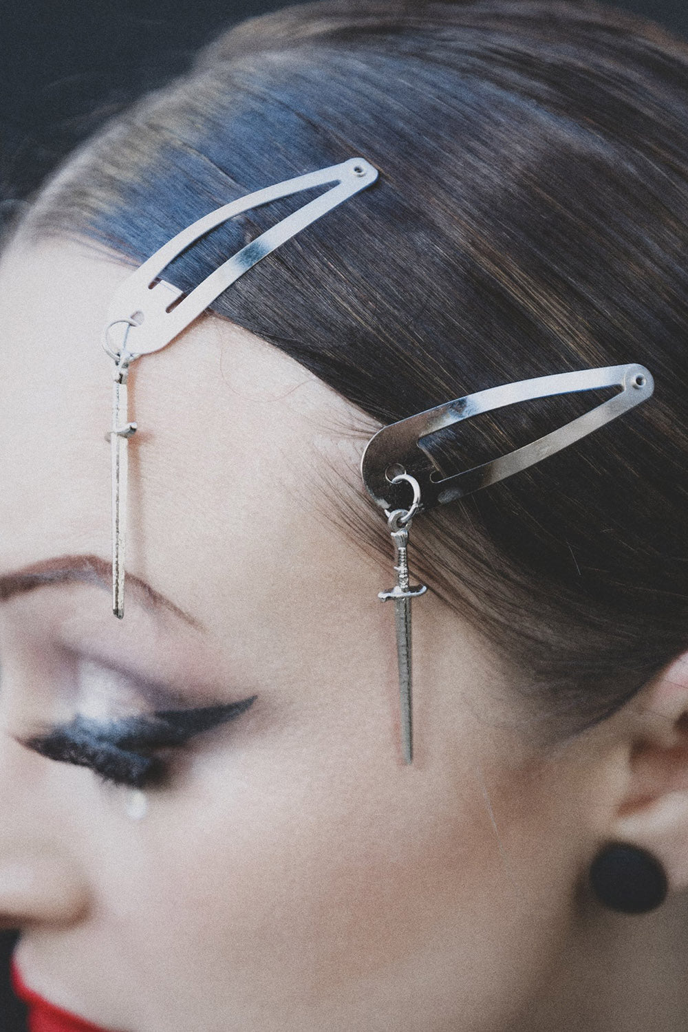 medieval goth sword hair clip set