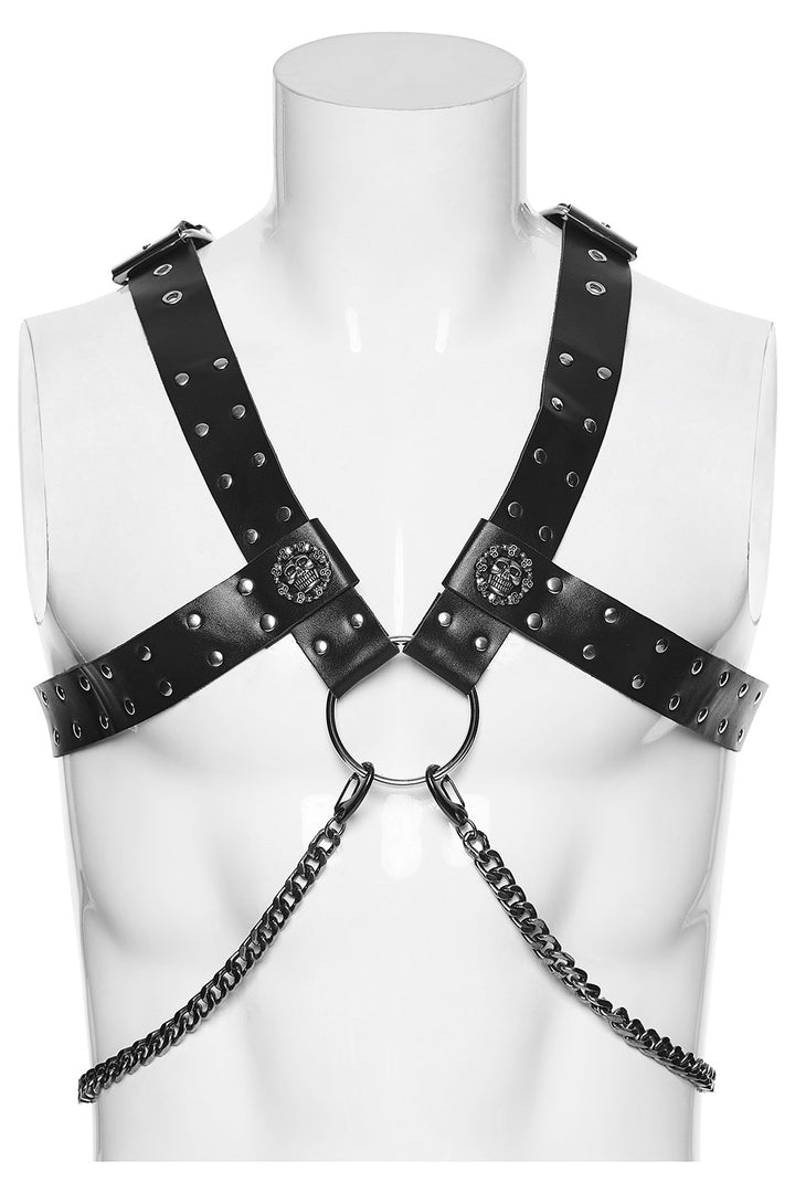studded mens vegan leather gothic harness