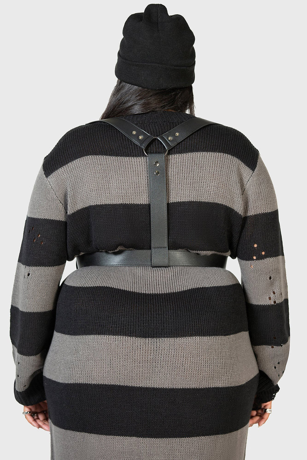 gothic vegan leather adjustable harness belt 