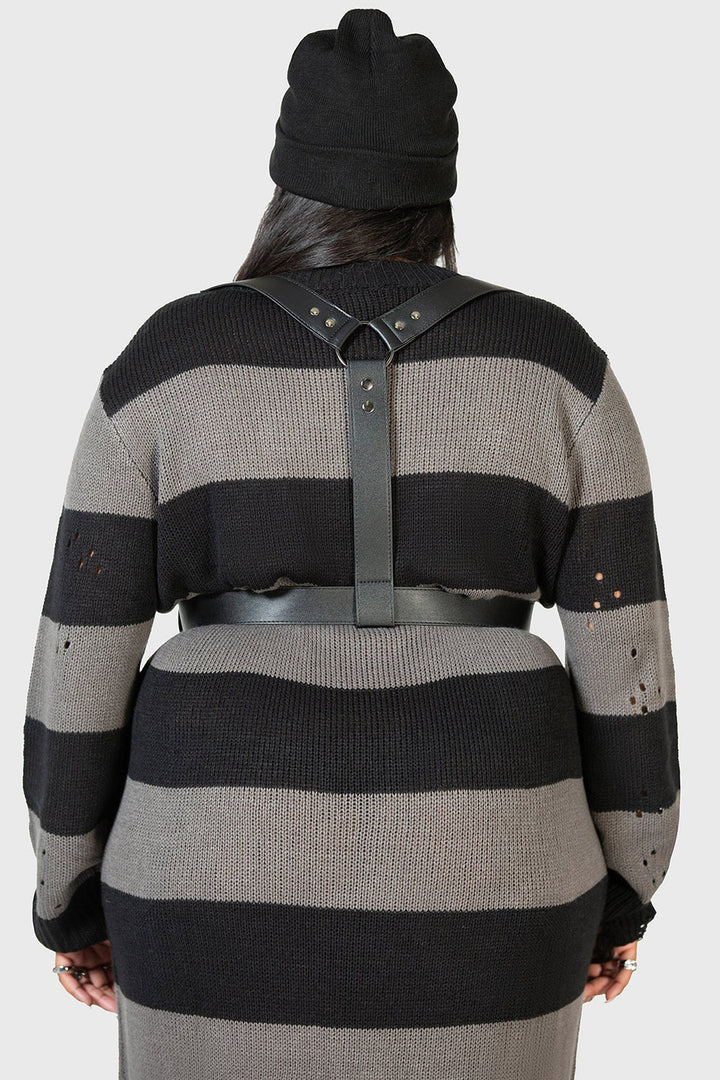 gothic vegan leather adjustable harness belt 