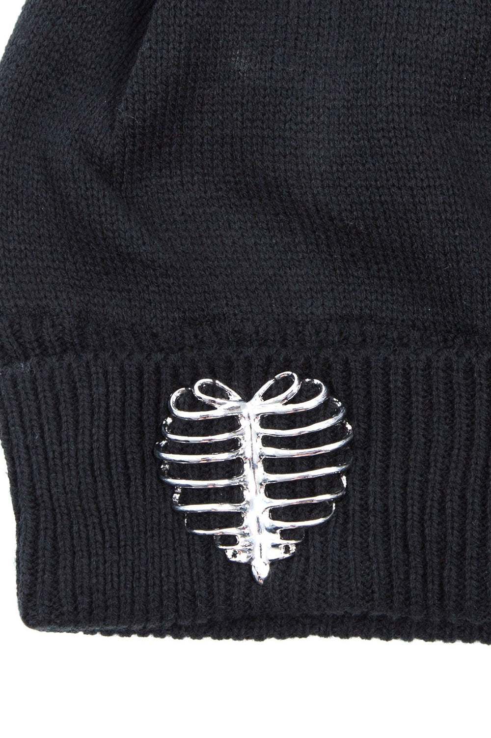 ribbed beanie with silver ribcage charm