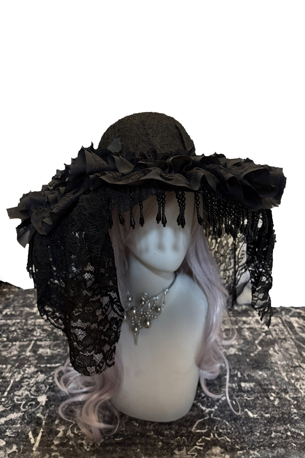 Lacey funeral hat by nothing here
