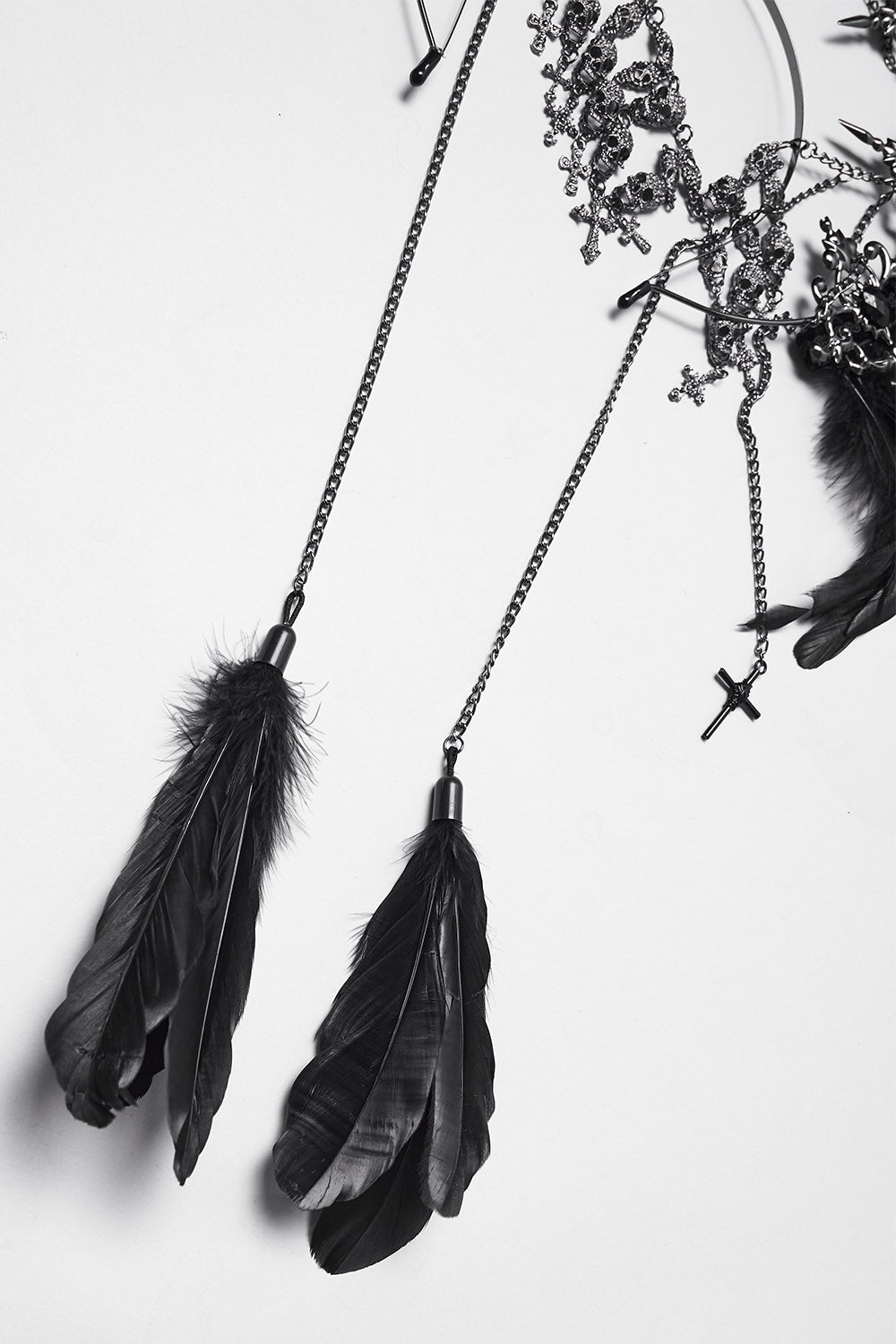 black feather gemstone headband 