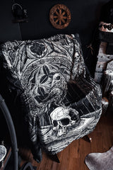 gothic raven fleece blanket