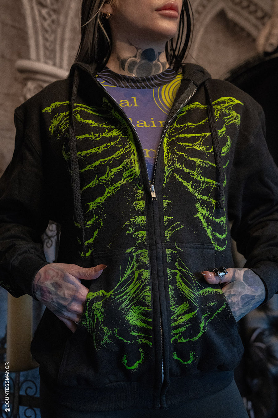 Zombie Rot Skeleton Hoodie [Monster Green]