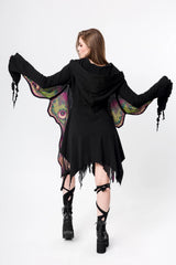 asymmetric hem dark fairycore hoodie