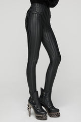 gothic black on black stripe leggings