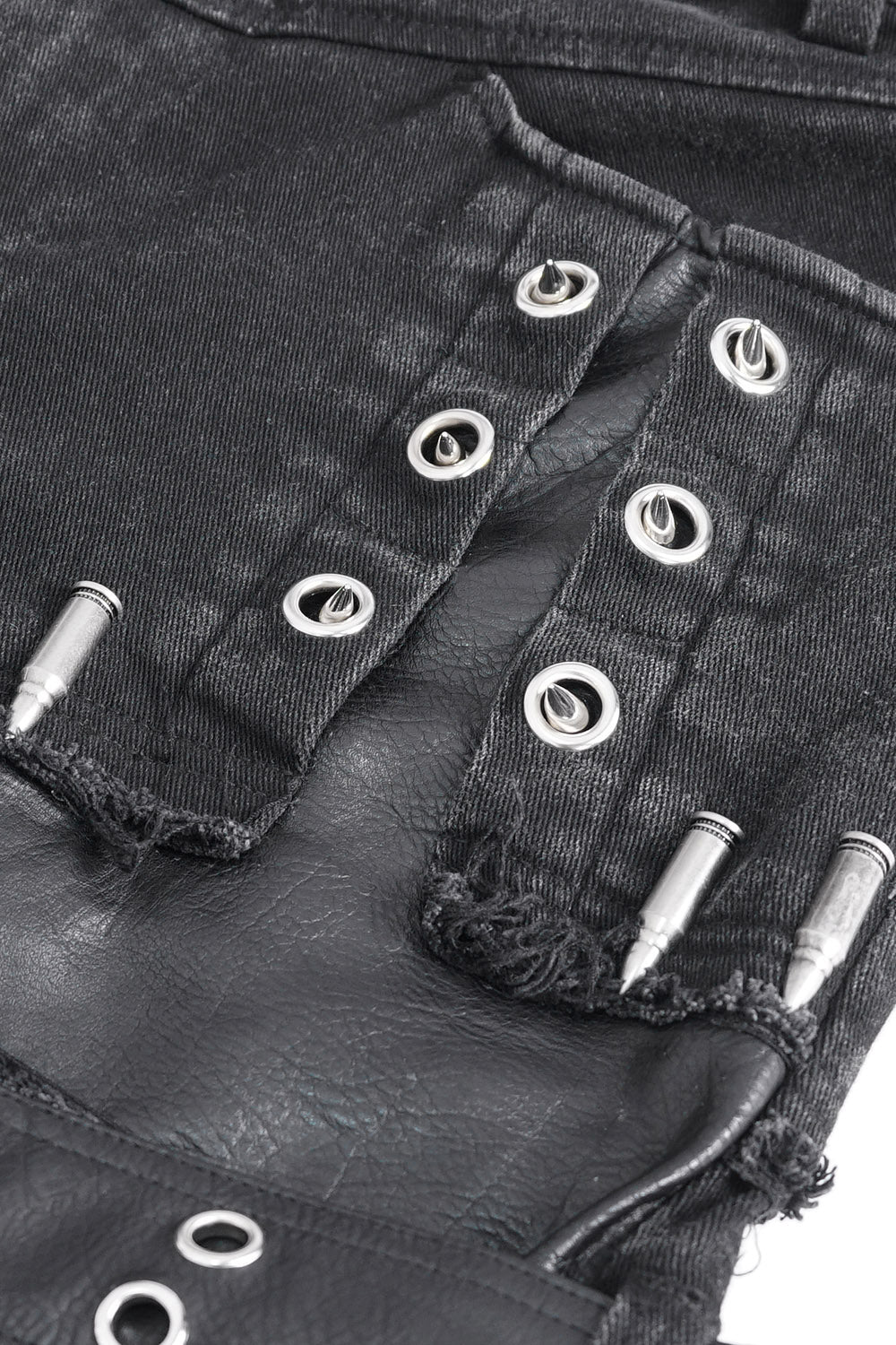 metal eyelet shredded goth jeans