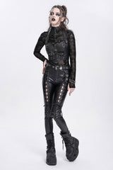 punk leather studded moto pants