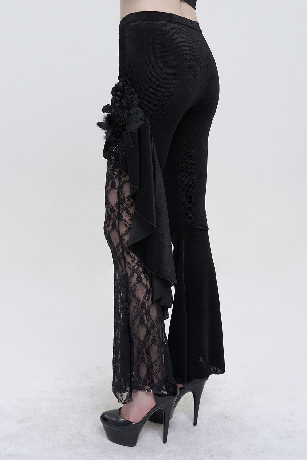 romantic gothic velvet bell bottom pants