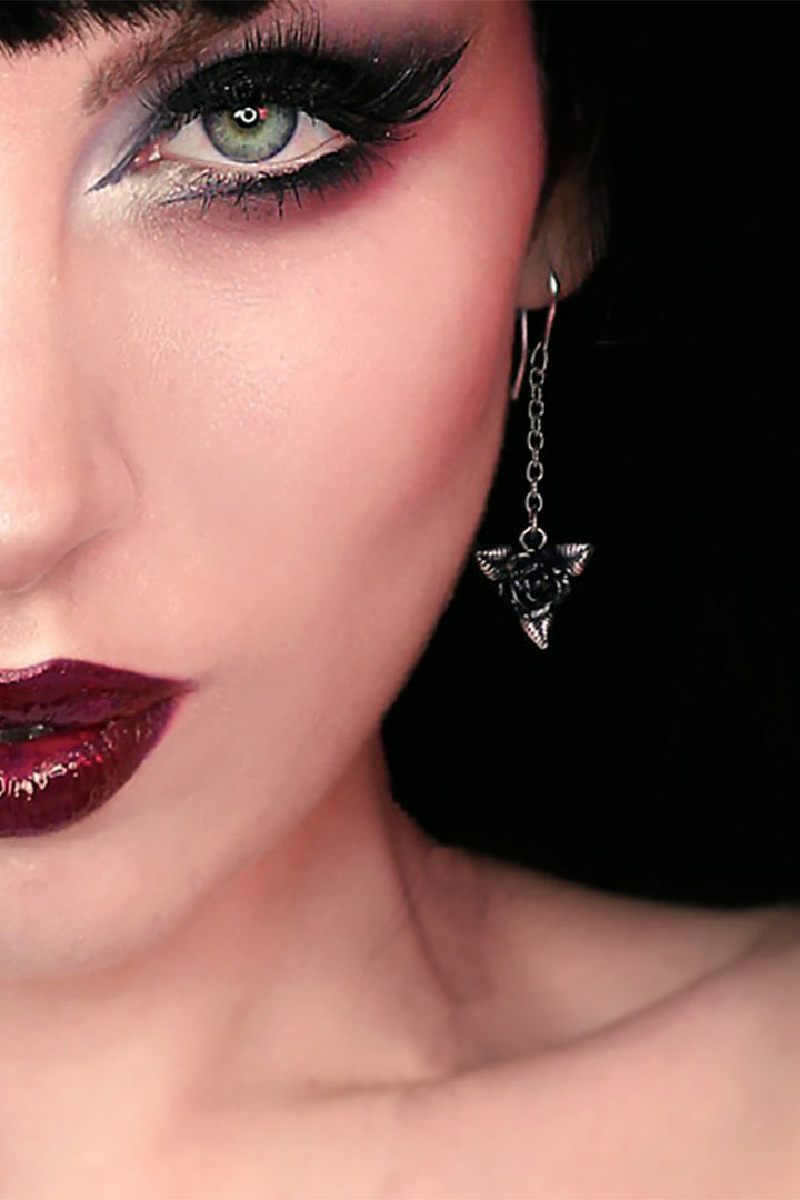 goth black rose earrings 