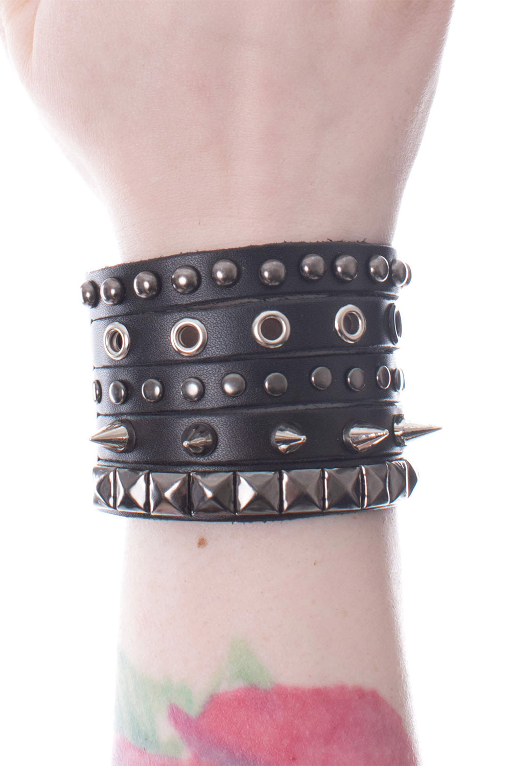 studded vegan leather cuff bracelet 