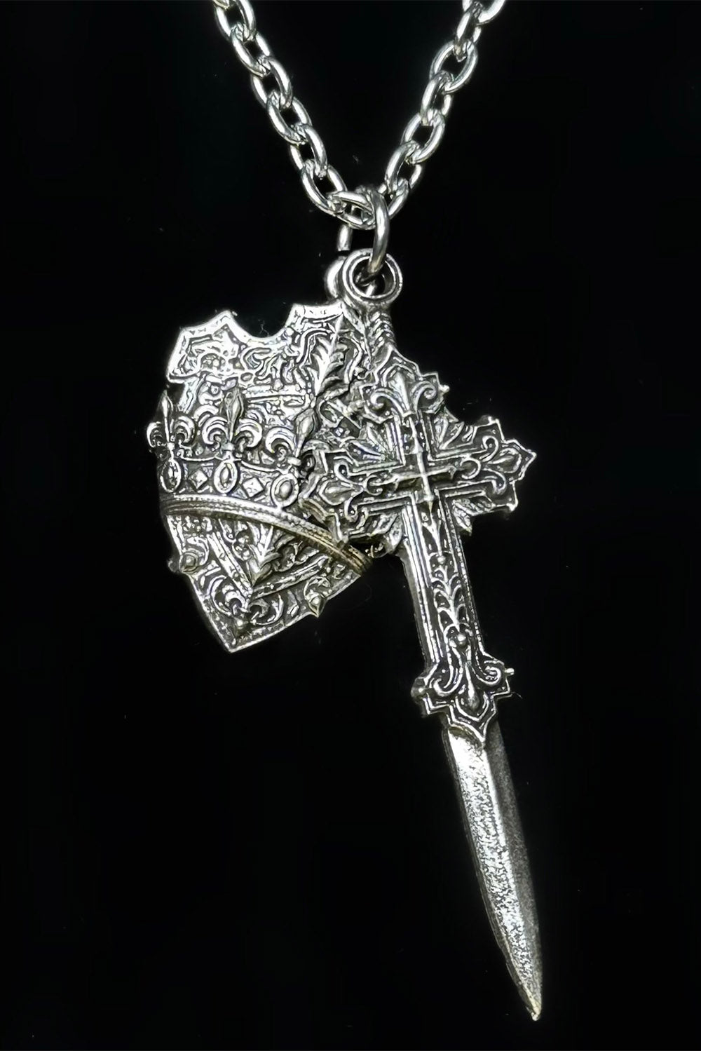 ornate gothic sword necklace