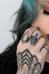 silver antique inspired stainless steel  ring