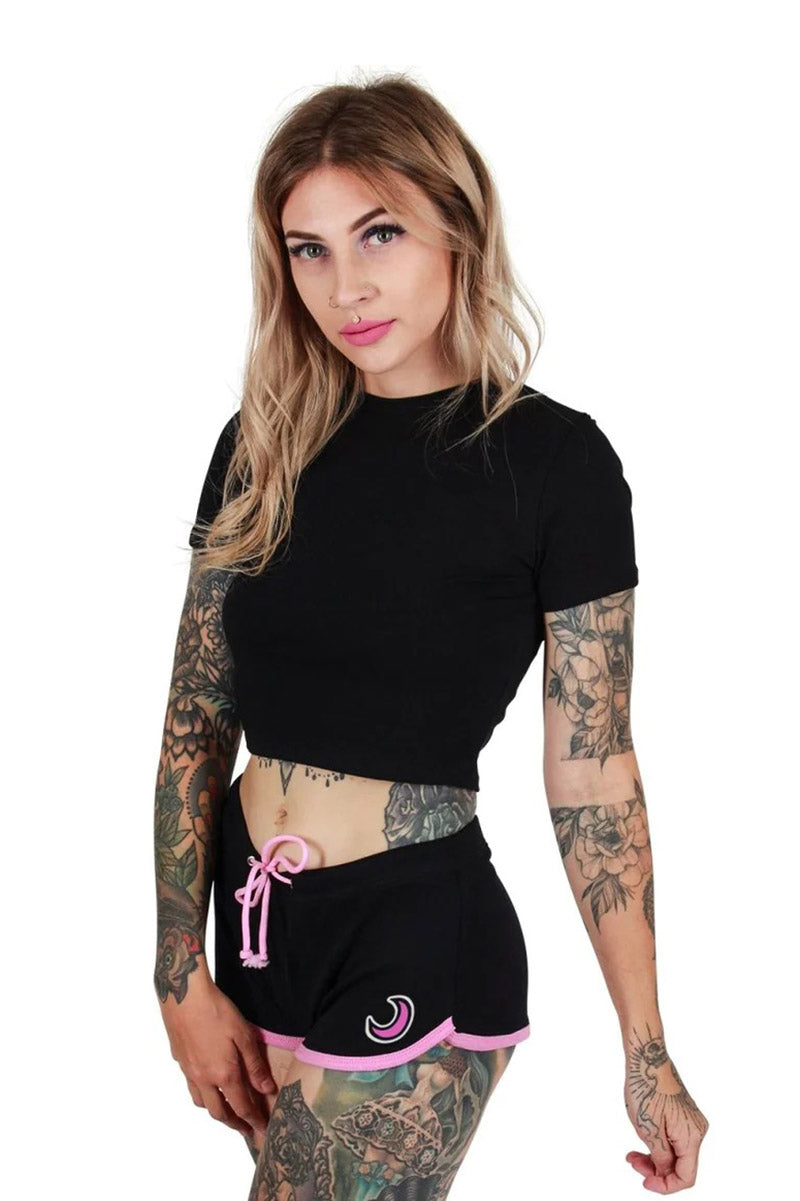 Kawaii Fledermäuse kurze Shorts mit rosa Besatz