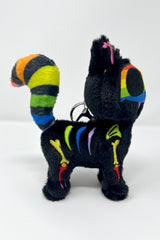 adorable blak kitten rainbow skeleton cat plush keychain