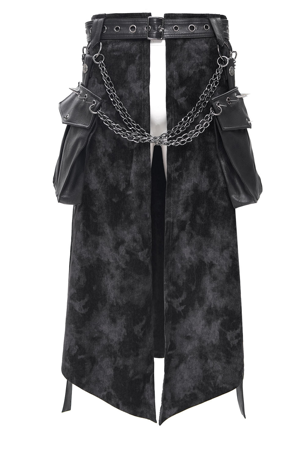 mens black gothic plus size kilt with chain straps 