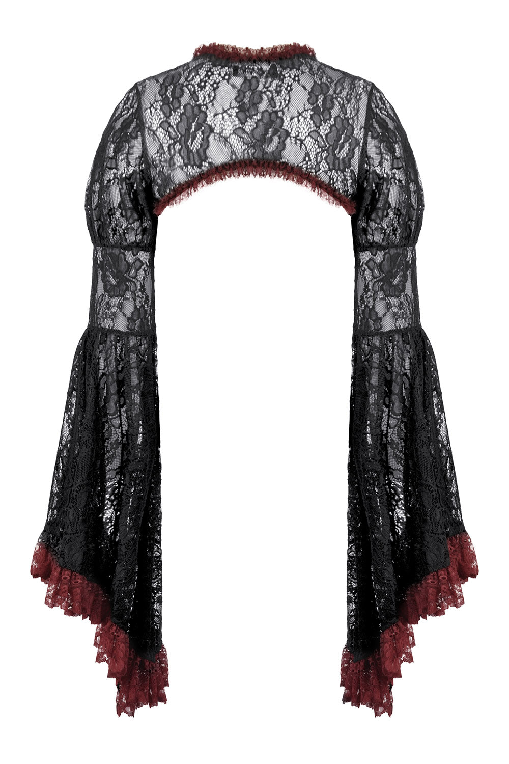 puff shoulder gothic black and red cardigan